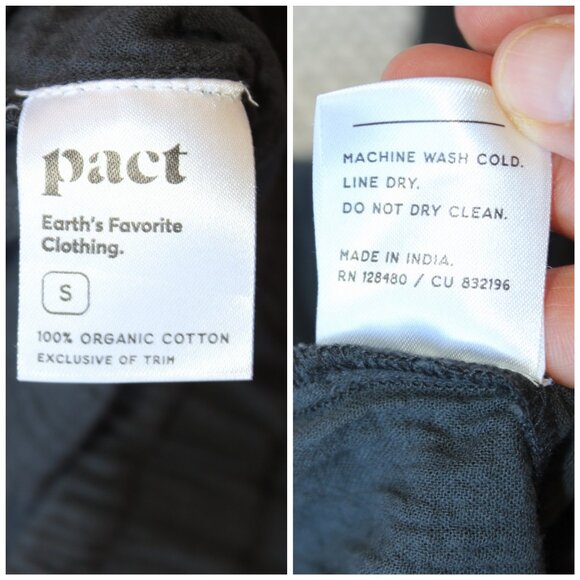Pact 100% organic cotton Pants size Small Earthy Elastic waist Casual pockets - Picture 7 of 7